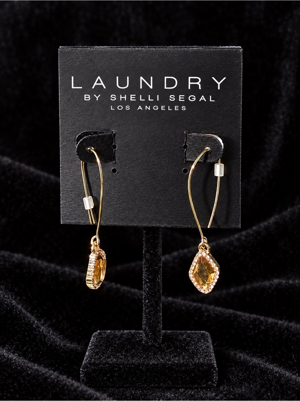 Laundry by Shelli Segal Gold Drop Earrings with Citrine Gem